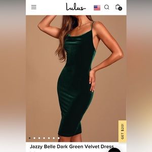 Lulu’s Jazzy Belle Velvet dress- Dark green- Large